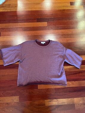 Michael Stars Maroon Sweatshirt Top with distressed sleeves XS Oversized